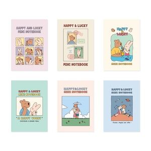6pc Mini Notepad Notebooks Happy & Lucky Memories Pocket Size Blank Notes